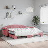 Sofa rozsuwana z materacami, różowa, 100x200 cm, aksamit