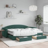 Sofa rozsuwana z szufladami, ciemnozielona, 80x200 cm, aksamit