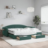 Sofa rozsuwana z szufladami, ciemnozielona, 90x200 cm, aksamit