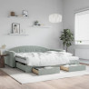 Sofa rozsuwana z szufladami, jasnoszara, 100x200 cm, aksamit