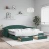 Sofa rozsuwana z szufladami, ciemnozielona, 100x200 cm, aksamit