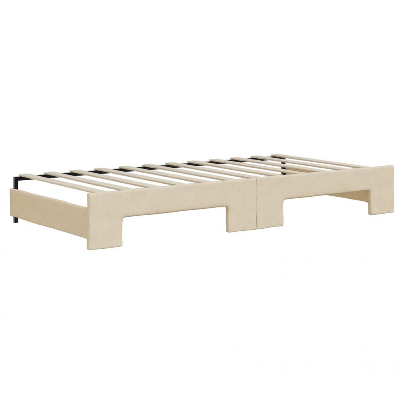 Sofa rozsuwana z szufladami, kremowa, 90x200 cm, tkanina