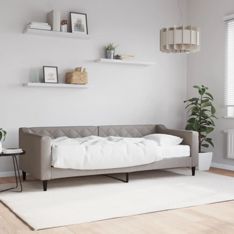 Sofa z materacem do spania, kolor taupe, 80x200 cm, tkanina