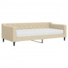 Sofa z materacem do spania, kremowa, 90x200 cm, tkanina