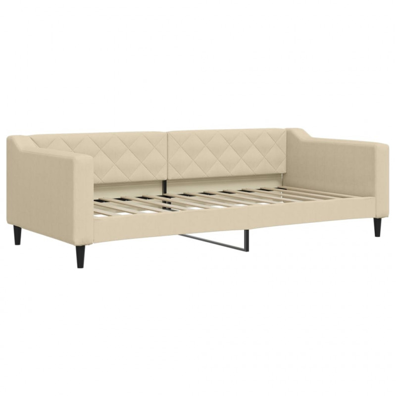 Sofa z materacem do spania, kremowa, 90x200 cm, tkanina