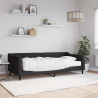 Sofa z materacem do spania, czarna, 90x200 cm, tkanina