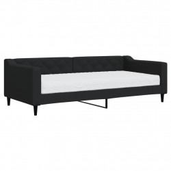 Sofa z materacem do spania, czarna, 90x200 cm, tkanina
