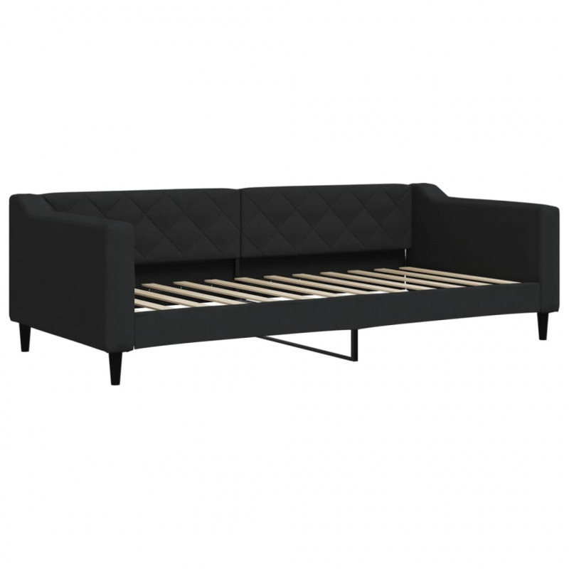 Sofa z materacem do spania, czarna, 90x200 cm, tkanina