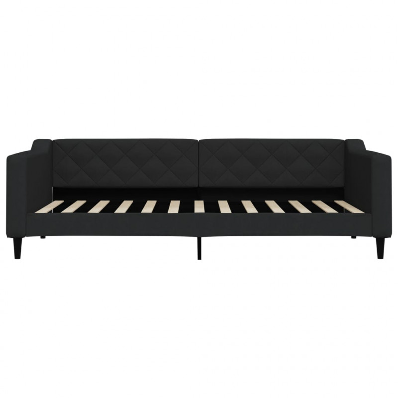 Sofa z materacem do spania, czarna, 90x200 cm, tkanina