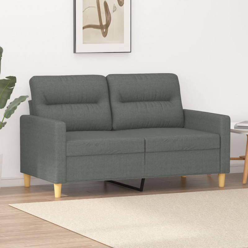 Sofa 2-osobowa, ciemnoszara, 120 cm, tapicerowana tkaniną
