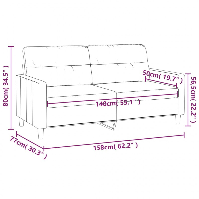 2-osobowa sofa, kremowa, 140 cm, tapicerowana tkaniną