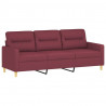 Sofa 3-osobowa, winna czerwień, 180 cm,tapicerowana tkaniną