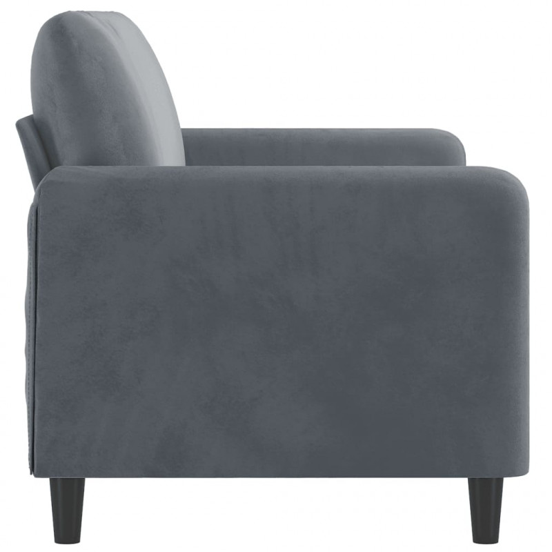 Sofa 2-osobowa, ciemnoszary, 140 cm, tapicerowana aksamitem