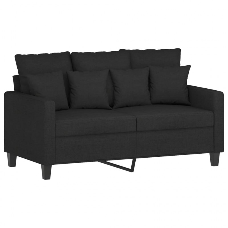 Sofa 2-osobowa, czarna, 120 cm, tapicerowana tkaniną