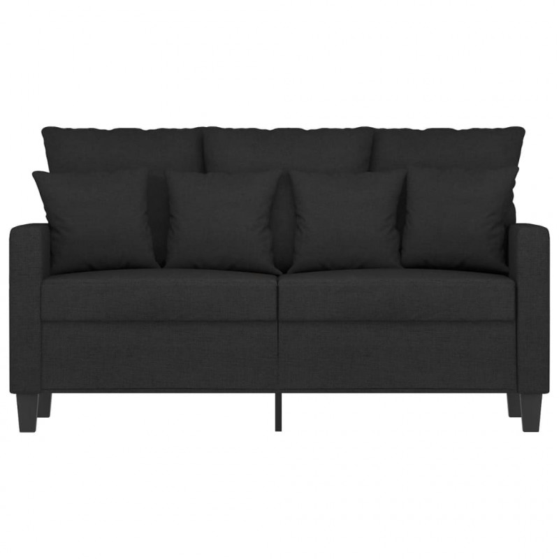 Sofa 2-osobowa, czarna, 120 cm, tapicerowana tkaniną