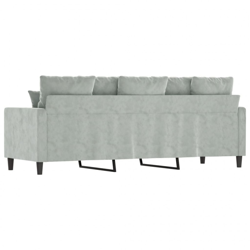 Sofa 3-osobowa, jasnoszara, 180 cm, tapicerowana aksamitem