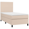 Łóżko kontynentalne, materac i LED cappuccino ekoskóra 90x190cm