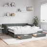 Sofa rozsuwana z szufladami, ciemnoszara, 100x200 cm, tkanina