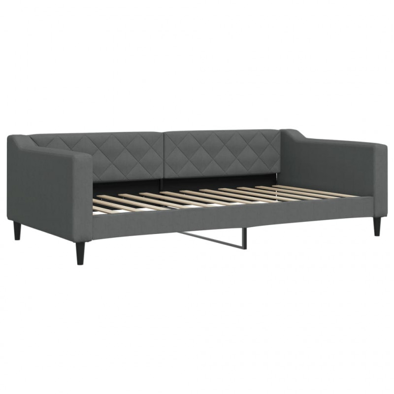 Sofa rozsuwana z szufladami, ciemnoszara, 100x200 cm, tkanina