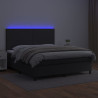 Łóżko kontynentalne z materacem i LED czarna ekoskóra 180x200cm
