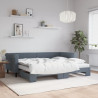 Sofa rozsuwana z materacami, ciemnoszara, 90x200 cm, aksamit