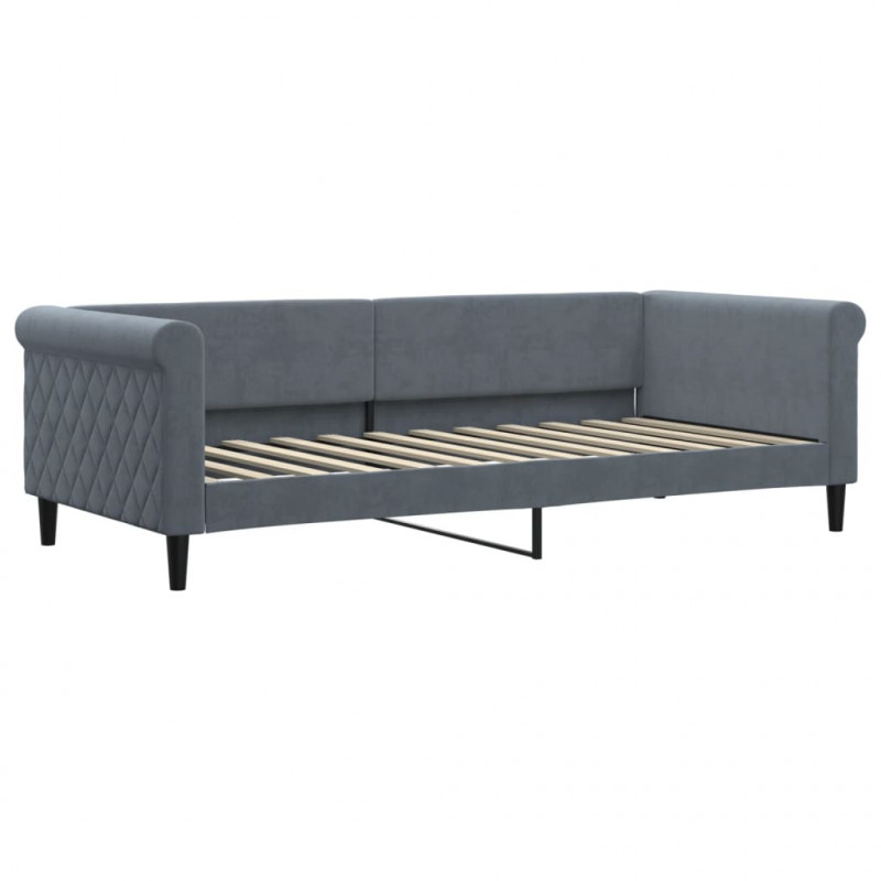 Sofa rozsuwana z materacami, ciemnoszara, 90x200 cm, aksamit