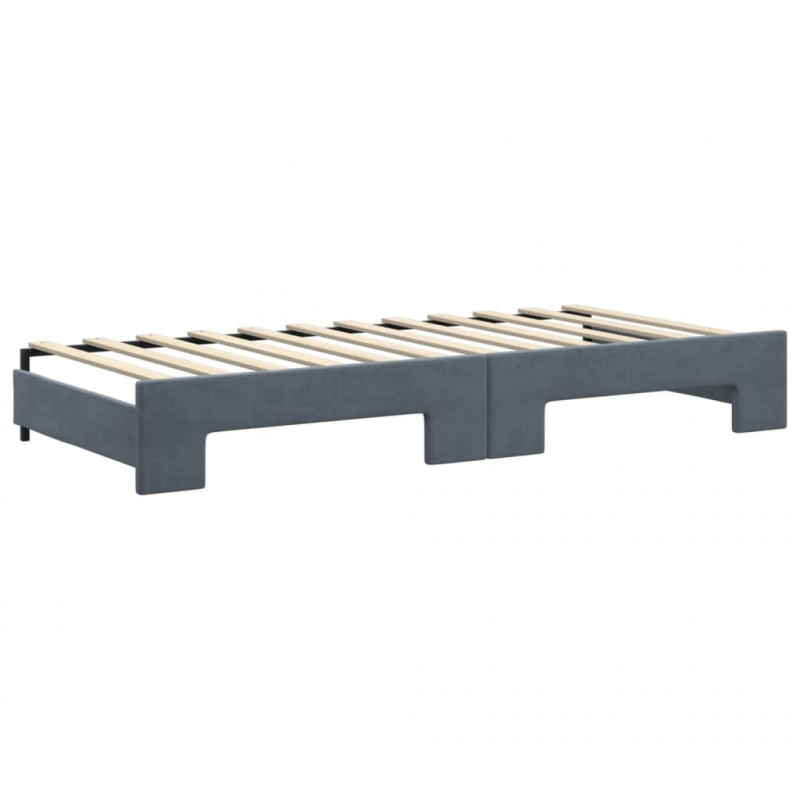 Sofa rozsuwana z materacami, ciemnoszara, 90x200 cm, aksamit