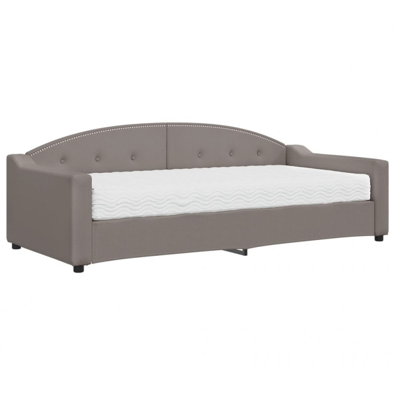 Sofa z materacem do spania, kolor taupe, 90x200 cm, tkanina