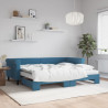 Sofa rozsuwana z materacami, niebieska, 90x200 cm, aksamit