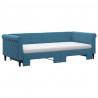 Sofa rozsuwana z materacami, niebieska, 90x200 cm, aksamit