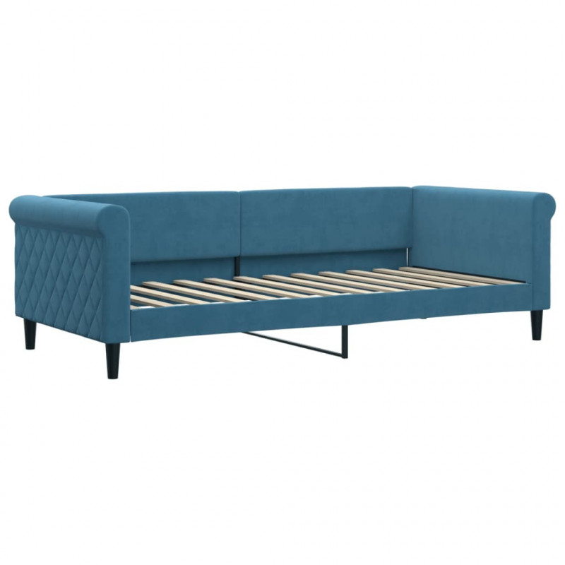 Sofa rozsuwana z materacami, niebieska, 90x200 cm, aksamit