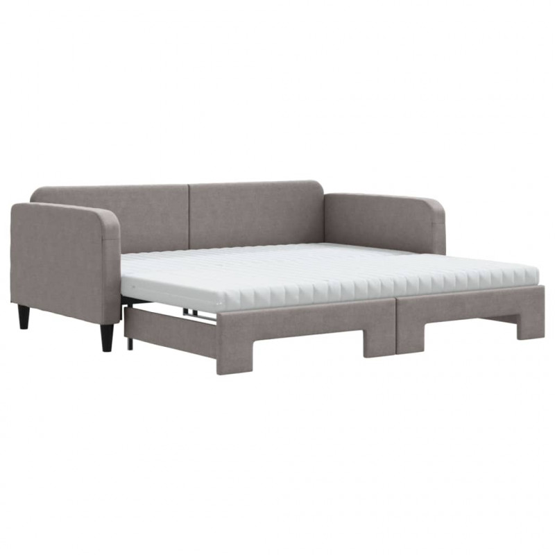 Sofa rozsuwana z materacami, kolor taupe, 100x200 cm, tkanina