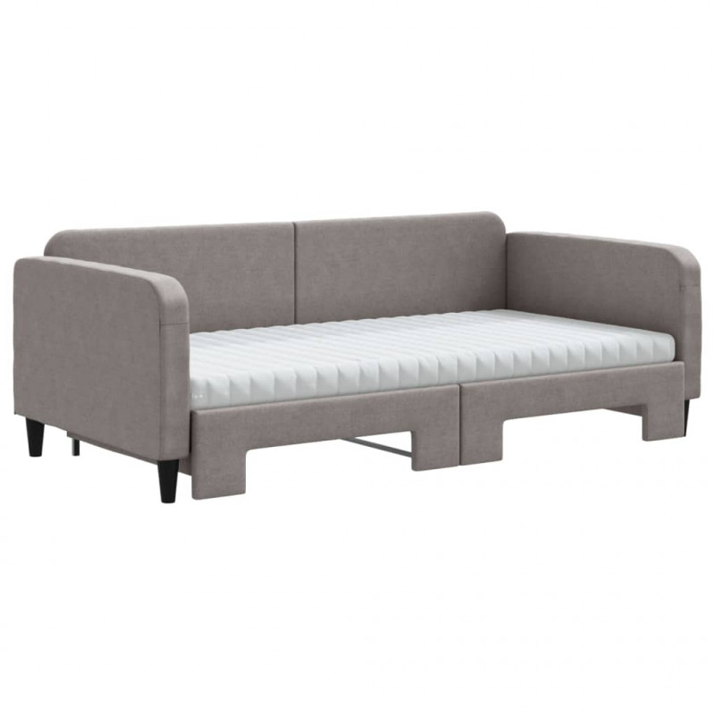 Sofa rozsuwana z materacami, kolor taupe, 100x200 cm, tkanina