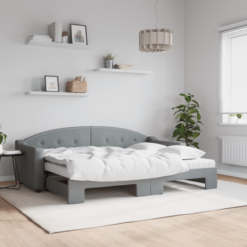 Sofa rozsuwana z materacami, jasnoszara, 80x200 cm, tkanina