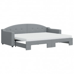 Sofa rozsuwana z materacami, jasnoszara, 80x200 cm, tkanina