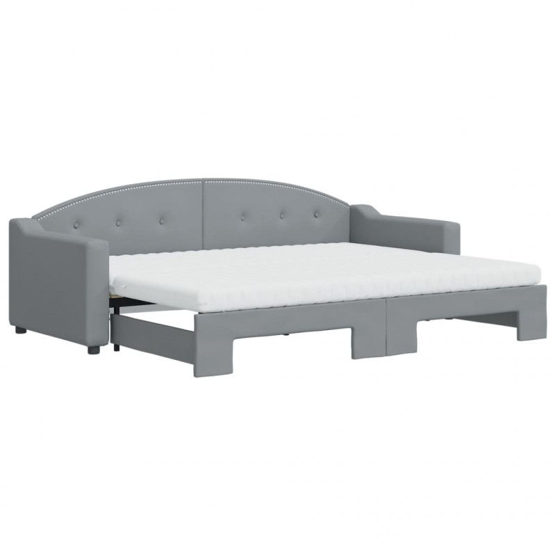 Sofa rozsuwana z materacami, jasnoszara, 80x200 cm, tkanina