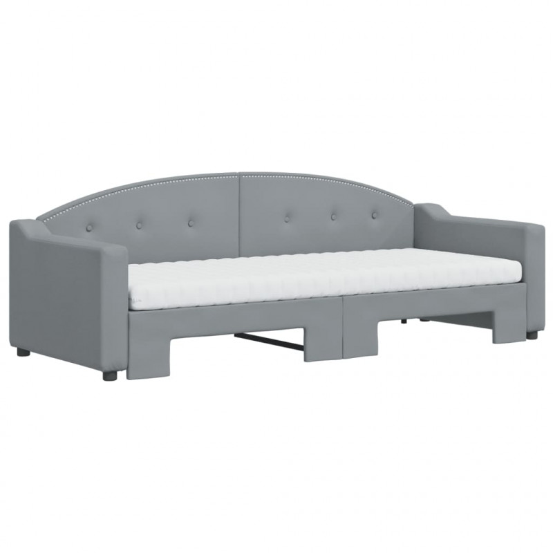 Sofa rozsuwana z materacami, jasnoszara, 80x200 cm, tkanina