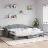 Sofa rozsuwana z materacami, jasnoszara, 90x200 cm, tkanina