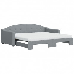 Sofa rozsuwana z materacami, jasnoszara, 90x200 cm, tkanina