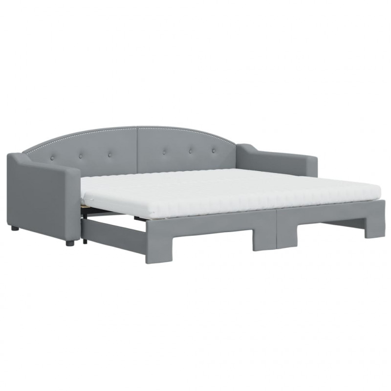 Sofa rozsuwana z materacami, jasnoszara, 90x200 cm, tkanina