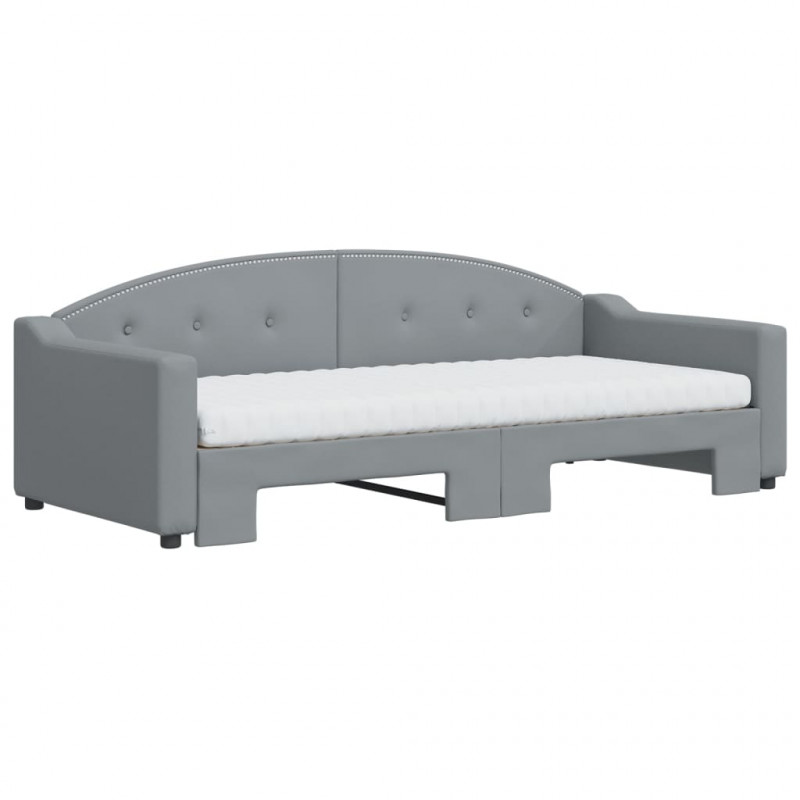 Sofa rozsuwana z materacami, jasnoszara, 90x200 cm, tkanina