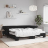 Sofa rozsuwana z materacami, czarna, 100x200 cm, aksamit