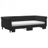 Sofa rozsuwana z materacami, czarna, 100x200 cm, aksamit