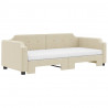 Sofa rozsuwana z materacami, kremowa, 80x200 cm, tkanina