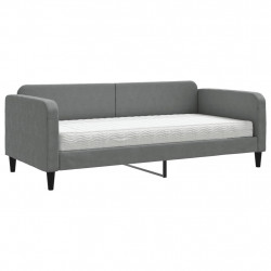Sofa z materacem, ciemnoszara, 90x190 cm, tkanina