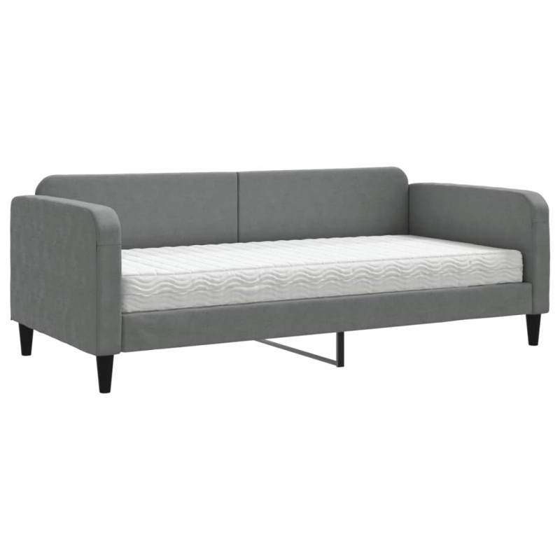 Sofa z materacem, ciemnoszara, 90x190 cm, tkanina