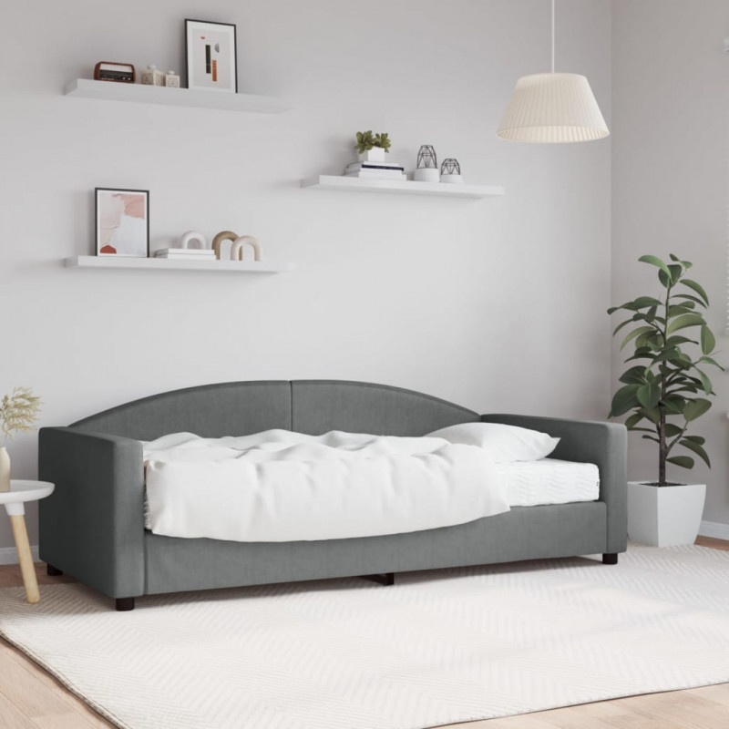 Sofa z materacem, ciemnoszara, 90x190 cm, tkanina