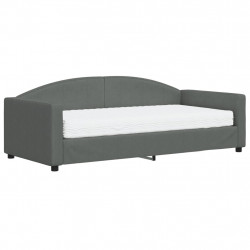 Sofa z materacem, ciemnoszara, 90x190 cm, tkanina