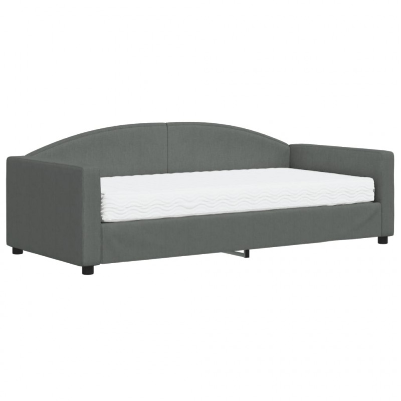 Sofa z materacem, ciemnoszara, 90x190 cm, tkanina