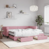 Sofa rozsuwana z szufladami, różowa, 90x200 cm, aksamit